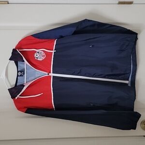 USA Soccer Size S Full Zip Hooded Windbreaker Jacket, NEW with Tag, Navy/Red